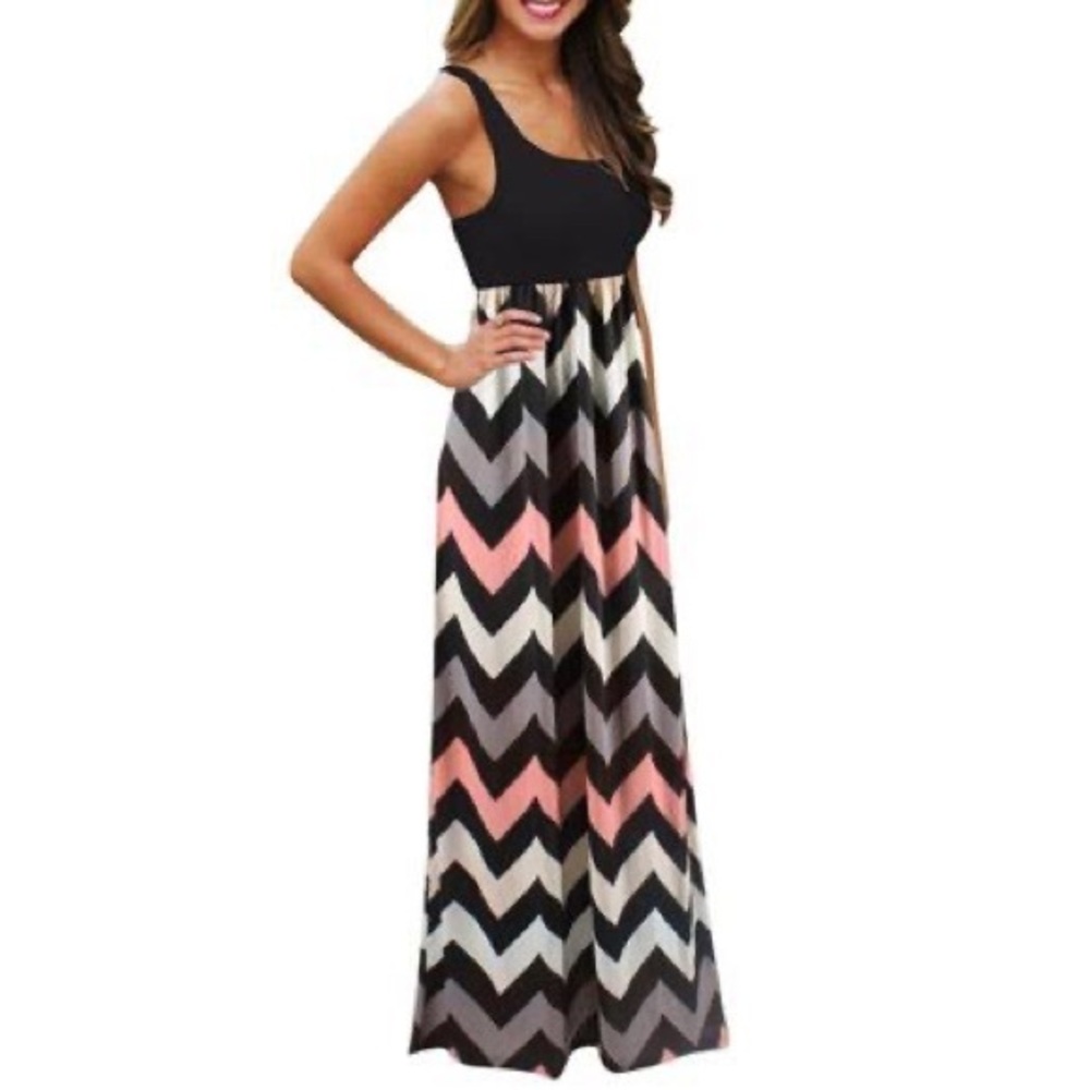 Tangnade Evening Dress Womens Striped Long Boho Dress